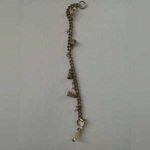 Vintage Child/Children's Bracelet w Faux Pearls and Bells 6" L